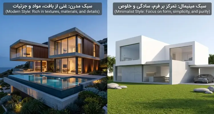 تفاوت اصلی طراحی سبک مدرن و مینیمال در فرم و متریال
